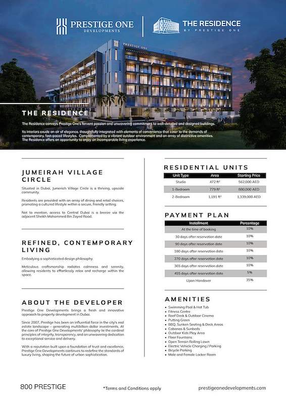 Launch Sheet - The Residence