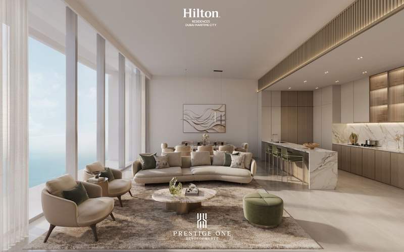 3BR_Living-Dining-kitchen- Hilton Residences DMC
